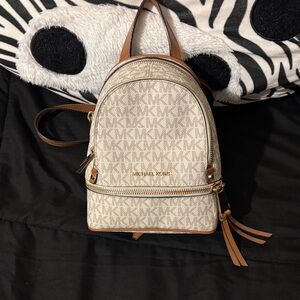 Michael Kors Beige and Brown Women's Mini Backpack